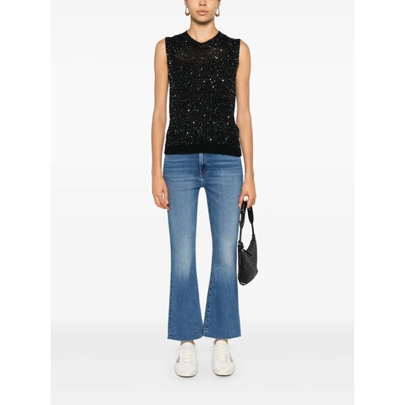 Mother Hustler Ankle Fray Mid-Rise Bootcut Jeans Blue Button Zip Pocket Sz 27 - Picture 1 of 15